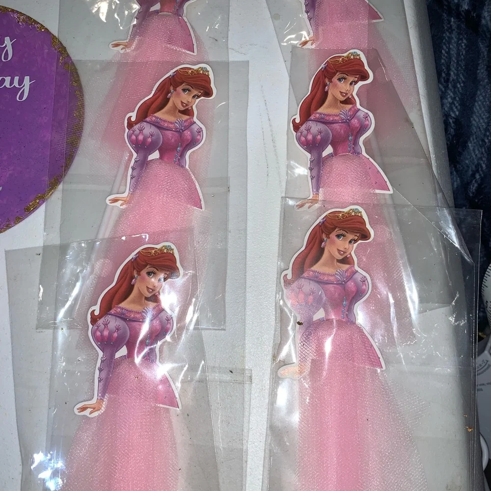 Princess Ariel Themed Birthday Cake Toppers with 6 cupcake toppers